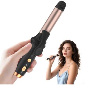 Cordless Curling Iron Hair Curler: Mini USB Rechargeable 4000 mAh 3 Temp Setting Travel Portable 200 Million Negative Ion for Long Short Hair (0.98 Inch, Black)