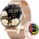 Smart Watches for Women Men[Calls/2 Bands/Metal Thin Body] for Android iPhone Samsung Compatible,1.43" Micro-Spherical AMOLED Screen,IP68 Waterproof Sports Watch (Gold)