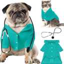 Huhumy Dog Doctor Costume Cat Surgeon Nurse Costumes Pet Doctor Clothes with Stethoscope Puppy Cosplay Party Apparel Outfits for Dogs Cats Dress Up Holiday Uniform Cosplay Halloween(Green, M)