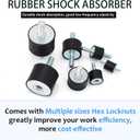 2 Pcs M12 60 x 50 mm Rubber Isolator Mounts Double Studs Shock Absorber with 4 Pcs Locknuts, Cylindrical Anti Vibration Isolation Damping Mounts for Compressors Pumps Generators Motor Engines