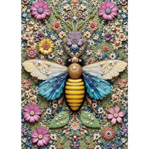 Floral Bee Jigsaw Puzzles 1000 Pieces, Ultra-Difficult Animal Plant Jigsaw Puzzles for Adults 1000 Pieces, Impossible Flower Bee Art Puzzle for Expert Puzzle Lovers, Unique Gift Wall Decor (Pearl Winged Fantasy)