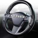 Steering Wheel Cover for Tesla Model 3 (2017-2023) / Model Y (2020-2024),Anti-Slip,Comfortable Grip, Breathable,Customized for Tesla Model 3/Y Accessories,Matte Black