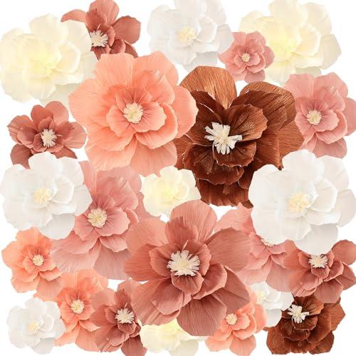 TaoBary 18 Pieces Mexican Paper Flowers Fiesta Crepe Paper Flowers Carnival Tissue Flowers Mexican Party Decorations for Wedding Birthday Cinco De Mayo Party 12,10,8 Inch(Retro Color)