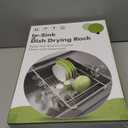 Dish Drying Rack Over the Sink In Stainless Steel Black Expandable Drainer for Small Kitchen, Counter Space Saving Compact Inside Sink Plate Dryer, Adjustable Hanging Metal Wire Strainer Drain Holder
