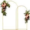 Gold Metal Wedding Arch Backdrop Stands Set of 2 (7.2FT & 6FT), Metal Square Balloon Arch Frame for Birthday Party, Ceremony, Baby Shower