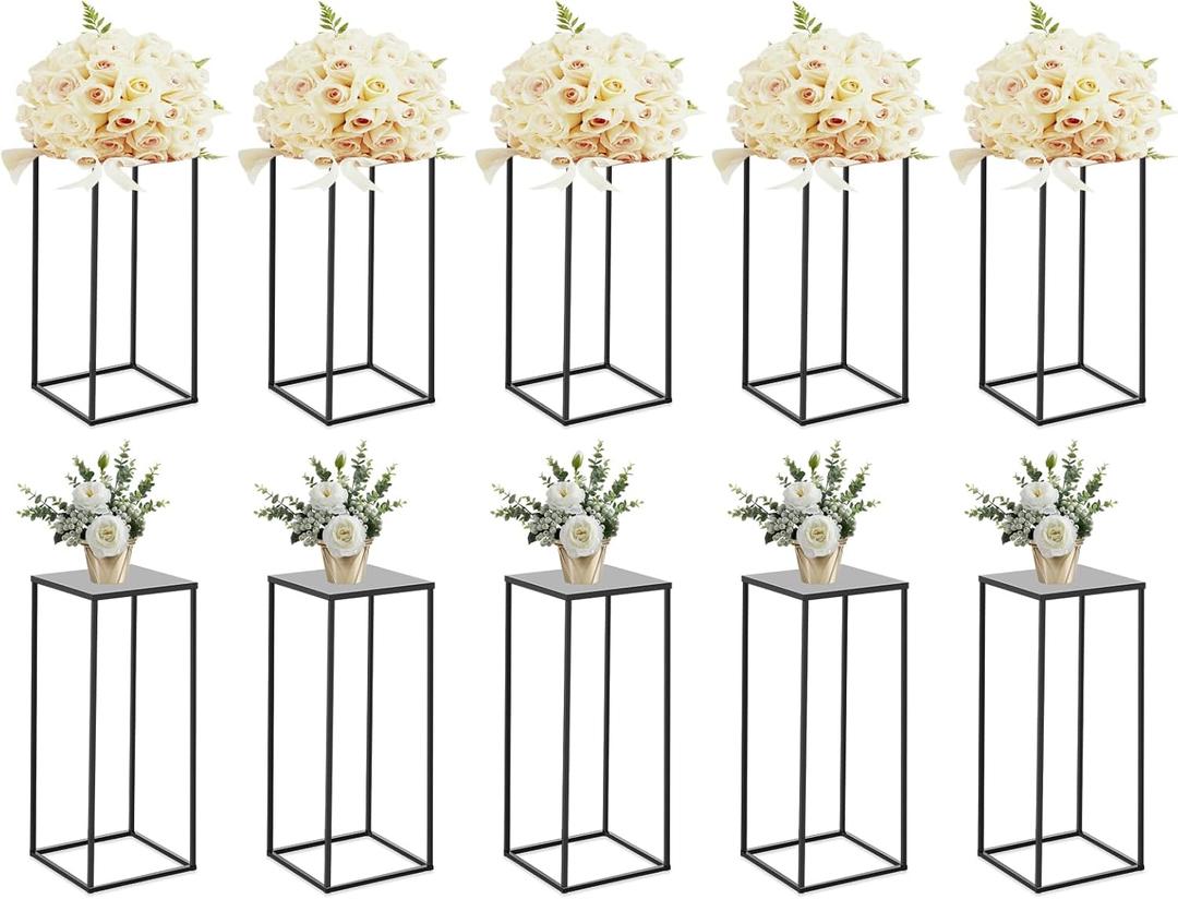10 PCS Black Vases Flower Stands 23.6", Wedding Centerpieces for Tables, Metal Geometric Flower Vase, Tall Flower Stand Flower Vase for Centerpiece Home Table Decorations