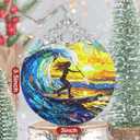 3" Stained Glass Christmas Decoration, Christmas Ornaments, Heirloom Keepsake, Gift Exchange, Gift Idea, Bauble Present - Woman Paddle