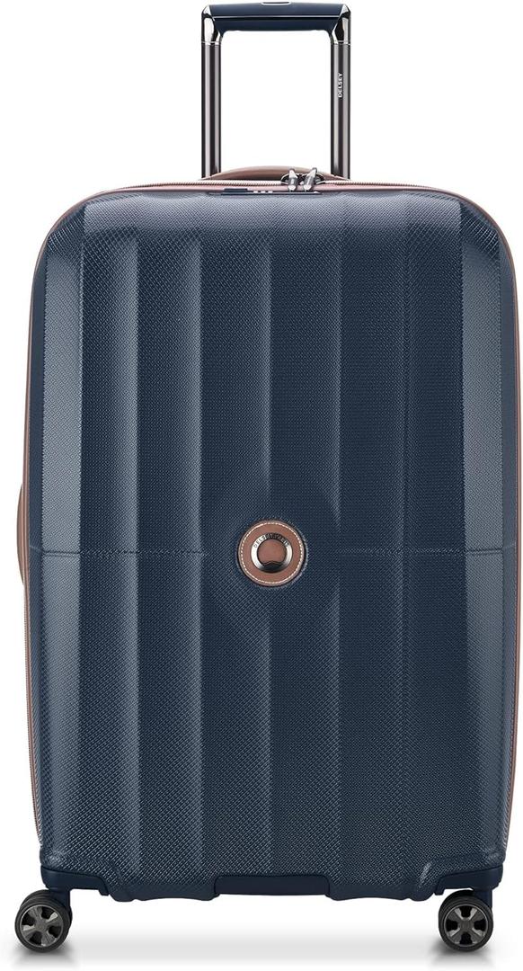 DELSEY PARIS Carrousel Hardside Expandable Luggage with Spinner Wheels, Navy, Checked-Large 28 Inch