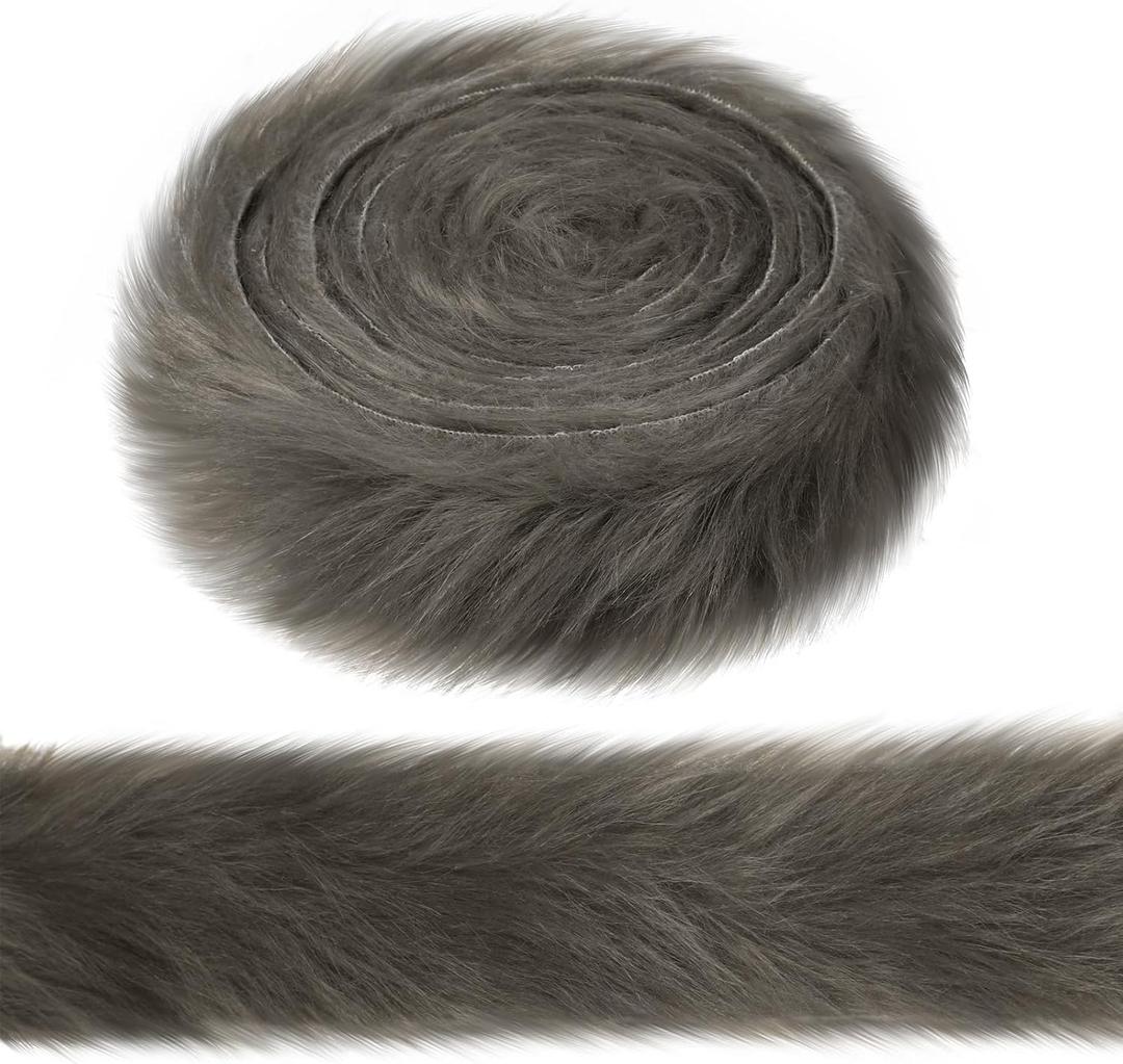 Syhood 2 Inches Wide Christmas Faux Fur Ribbon Trim Fabric Roll for Christmas Tree Decoration or Wreath Bows Craft, 120 Inches Long (Coffee, 2 Inch)