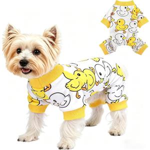 Yikeyo Dog Pajamas for Small Dogs Girl Boy, Yorkie Chihuahua Pjs, Stretchable Pet Apparel, Doggie Clothes Teacup, Soft Doggy Sleepwear Outfit, Comfortable Puppy Jumpsuit (Duck, X-Small) (X-SmallChest 14.2 in))