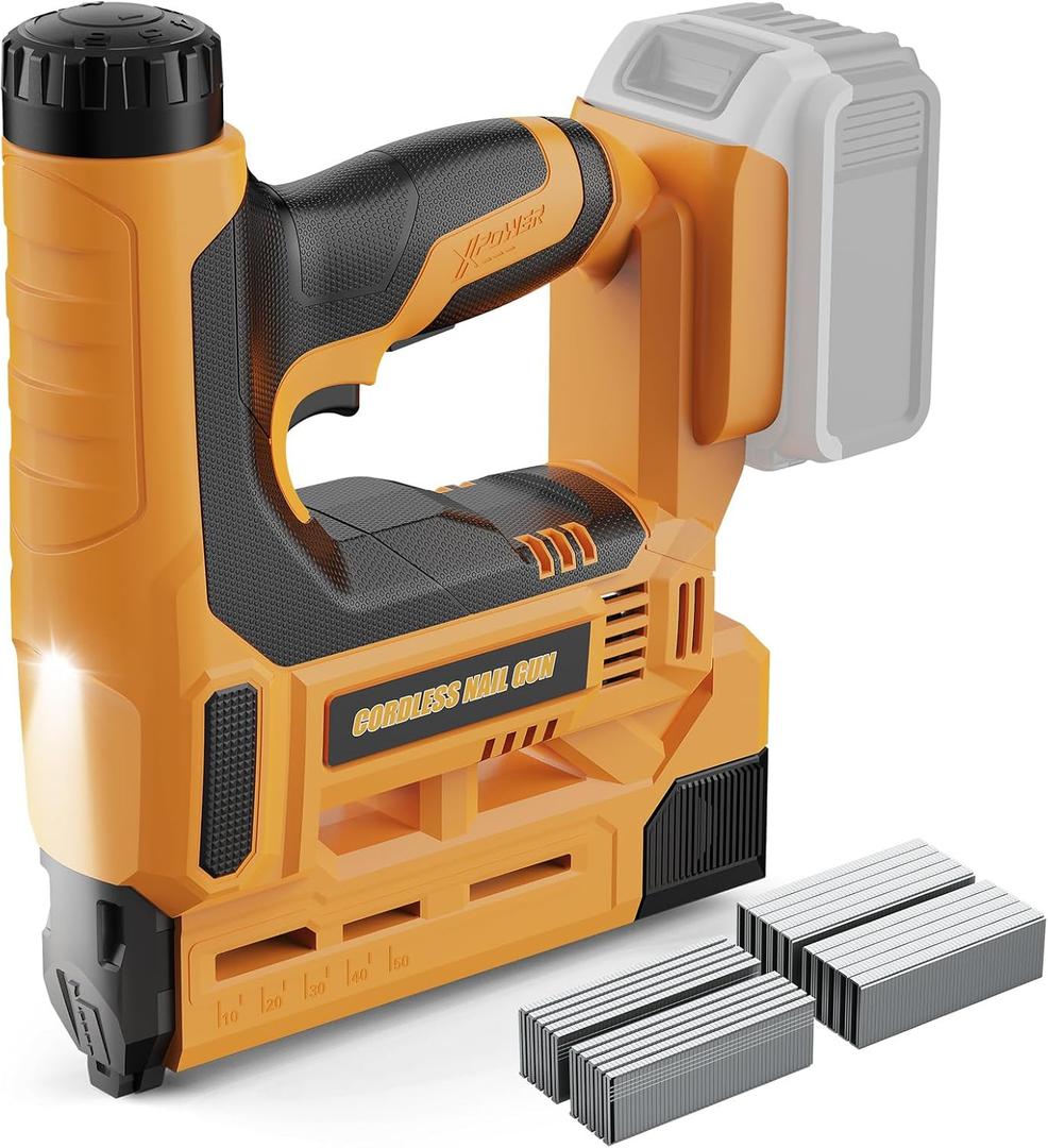 Cordless Brad Nailer & Staple Gun for DeWalt 20V Battery  2-in-1 Electric Nail Gun with Adjustable Depth, Brushless Motor, Safety Lock, LED Light, 1000 Nails & 1000 Staples (Tool Only)