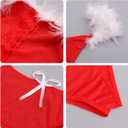 Christmas Lingerie for Women Santa Teddy Lingerie 3 Piece Bra and Panty with Garter Belt Set Suede Velvet Babydoll (One Size, Style 4-red)