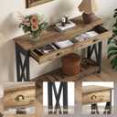 ChooChoo Farmhouse Console Table with Drawer for Entryway, Narrow Long Entry Table with Shelf for Living Room, Rustic Vintage Hallway Sofa Table with Stable X Supports, 40 Rustic Oak & Black, 39.37"W*11.81"D*31.5"H