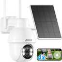 ANRAN Solar Camera Security Outdoor, True Wireless 2.4GHz WiFi Camera for Home Security with Solar Panel, 360 Panoramic View, PIR Motion Detection, 2K Color Night Vision, Compatible with Alexa (2K White-1 Pcs)