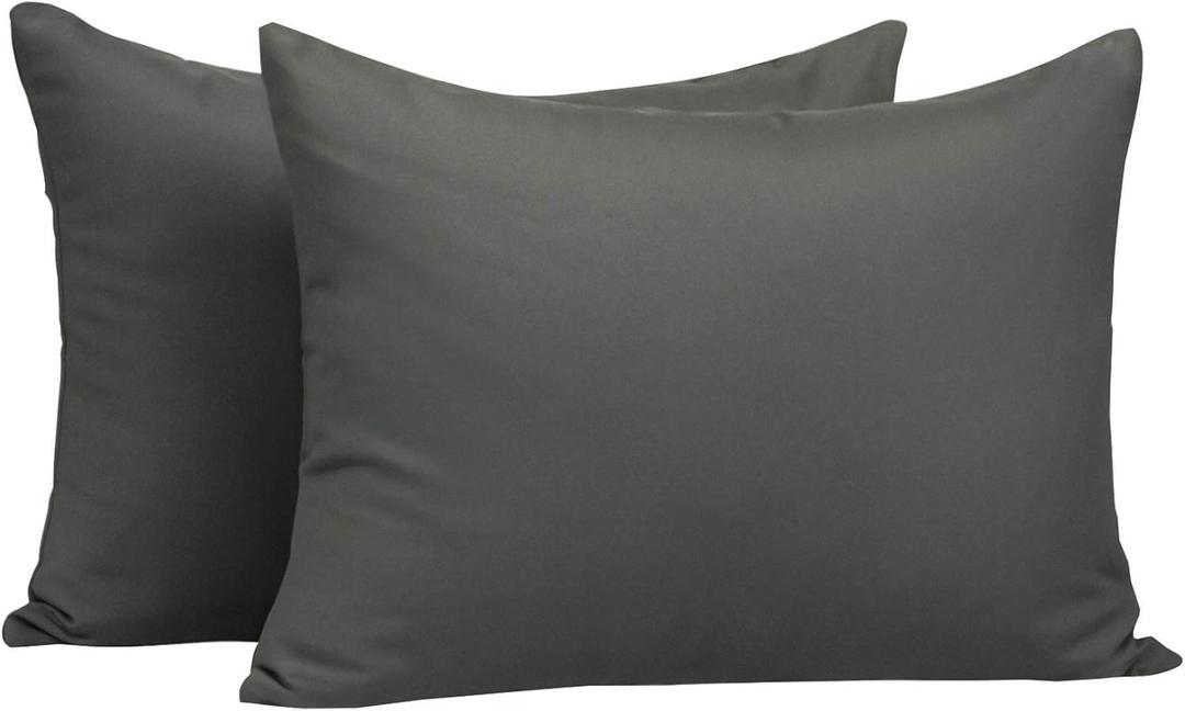 NTBAY Zippered Toddler Pillowcases Set of 2, 100% Brushed Microfiber 13x18 Pillowcases, Super Soft and Cozy Travel Kids Nursery Pillow Cases, 13x18 Inches, Dark Grey