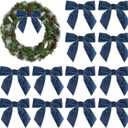 AIMUDI Dusty Blue Velvet Bows 4.5" Christmas Bows for Tree Premade Bows for Wreaths Twist Tie Bows for Gift Wrapping, Festive Winter Decor, Tree Garland, Swag, Wedding Decor - 12 PCs