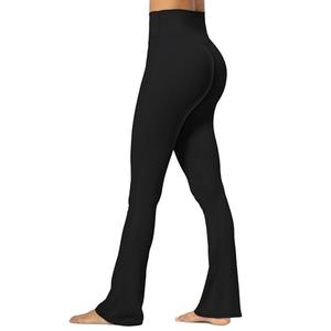 Sunzel No Front Seam Mini Flare Leggings for Women, Invisible Butt Scrunch Flared Yoga Pants with Tummy Control 30" Black Large