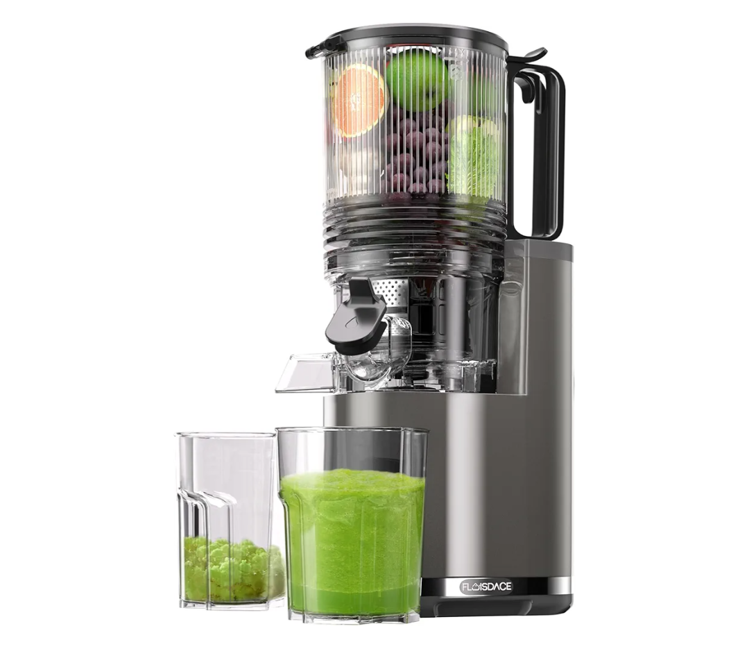 J8 Cold Press Juicer, 6.5" Extra Wide Feed Chute Juicer Machines, 350W Slow Juicer Machines with High Juice Yield for Whole Vegetables & Fruits, BPA Free (Titanium Gray)