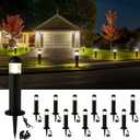 12 Pack Low Voltage Landscape Pathway Lights Wired, Outdoor Modern 12V LED Bollard Lights for Driveway Garden Walkway Yard Lawn (Included Connector), 2700K Warm White Waterproof, Black