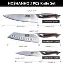 HOSHANHO 3 Pieces Knife Set, Professional Japanese High Carbon Stainless Steel Kitchen Knife Set, Ultra Sharp Chef Knives Sets with Ergonomic Pakkawood Handle