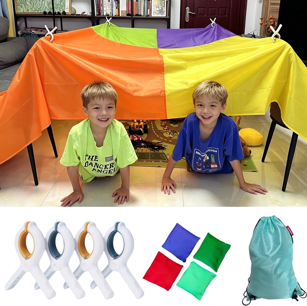 Fort Building Kit for Kids - Large Lightweight Blanket Fort Making kit and Clips - Portable Playhouse Play Tent Fort - Indoor/Outdoor Girls/Boys Toys Ages 4-5 6 7 8-12
