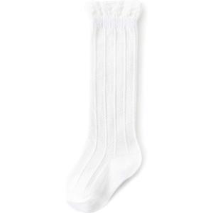 American Trends Baby Knee High Socks Tube Long Stockings for Girls Boys Newborn Infants Toddlers Ruffled Uniform Socks White 0-6 Months, White