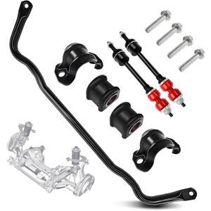 55398938AC Front Sway Bar with K80894 PU End Links Kit, Barra Estabilizadora Delantera Kit Fits for 2009-2010 Dodge Ram 1500, 2011-2018 Ram 1500, 2019-2022 Ram Classic 1500 4WD Only-Black