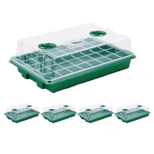 5-Set Strong Seed Starter Trays with Humidity Domes, Black Plastic Plant Growing Trays for Seed Starting, Germination, Seedling Propagation & Plant Growing