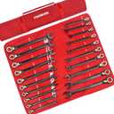 STARWORK TRUE MECHANIC 20 Pc. 120-Tooth Reversible Ratcheting Wrench Set, Combination Ratchet Wrench Set, Non-Slip, Long Pattern, 6-Point 15 Offset, Professional, SAE/Metric(5/16-3/4" & 8-19 mm)