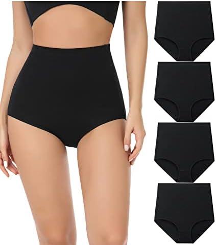 wirarpa Women's Underwear Cotton Super High Waisted Briefs Stretch Full Coverage Panties 4 Pack, 3XL