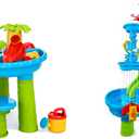 BELLOCHIDDO 3 in 1 Water and Sand Activity Sensory Playset & 4-Tier Splash Pond Toddler Water Table - Summer Outdoor Pool Backyard Toys - Gifts for Boys Girls 1.5+ Years Old