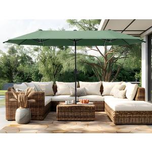 PHI VILLA 13ft Large Patio Umbrellas, Double-Sided Outdoor Market Rectangle Umbrella for Outside, Mint Green