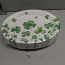 50Pcs Green Shamrock Oval Paper Plates 10"x12" Large Disposable Heavy Duty Green Lucky Clover Platters Lucky Shamrock Clover Dessert Plates for Spring Garden Irish Holiday Birthday Party Supplies