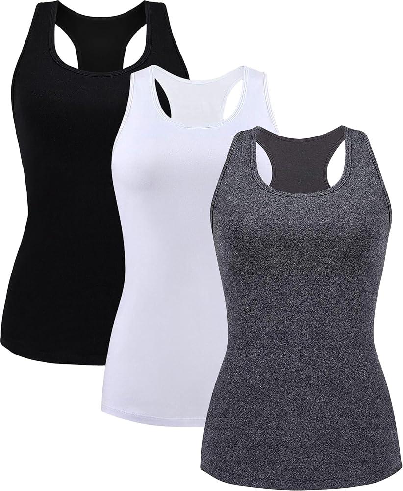 Women Tank Top with Shelf Bra Racerback Workout Yoga Tops Undershirt XL