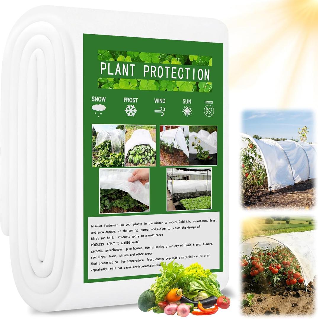 10 x 33 Ft White Shade Cloth for Garden, 1.2 oz/yd Thick Non-Woven White Light Refraction Sun Shade Cloth Cover for Protecting Outdoor Plants Vegetables from Direct Sunlight