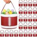 Teenyyou 24 Pcs Football Baskets with Handles Fabric Candy Bucket Sports Canvas Baskets Trick or Treat Gift Tote Bags for Party Favors