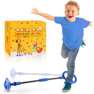 Ankle Skip Ball for Kids - Foldable Flash Wheel Skip Ball, Outside Game Toys for Kids & Adults, Gift for Boys & Girls Age 5 6 7 8 9 10 Years Old, Blue