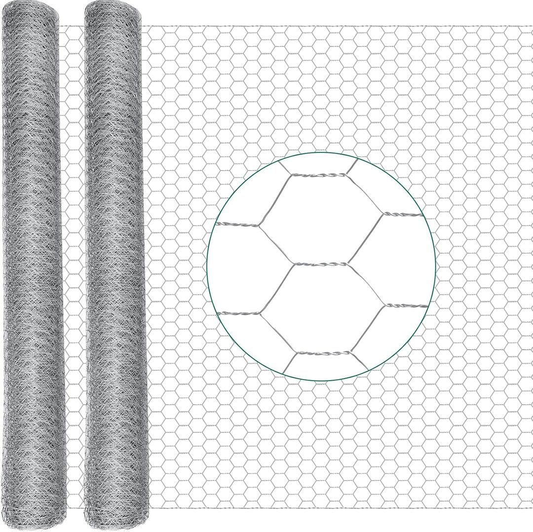 GlikCeil 36 in x 200 ft Chicken Wire Fencing Metal Floral Chicken Wire Mesh for Crafts Poultry Garden, 1 Inch Hexagonal Galvanized Hardware Cloth Netting for Poultry Coop Barrier Rabbit Cage(Silver)