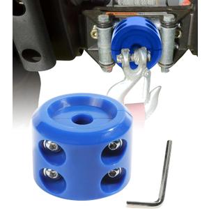 2 x Rubber Winch Stopper,Winch Cable Hook Stopper,Rubber Rope Line Saver,Winch Cable Hook Rubber Stopper with Stainless Steel Screws and Nuts,Rubber Hook Stopper for Synthetic Winch Rope (Blue)