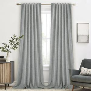 102 inch 100% Blackout Curtains, Laundry Room Decor Window Treatment Rod Pocket Curtains for Patio Sliding Door, Extra Long Thermal Insulated Curtains for Villa (Grey, Set of 2, 52x102 inch)