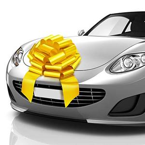 Mifflin-USA - Big Car Bow - Matte Yellow, 18 Inch - Giant Gift Bow for Birthday, Christmas - Huge Car Décor