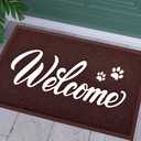 T.HENV Welcome Mat Outdoor, 32x20 Waterproof All-Season Front Door Mat Outside Entrance, All-Weather Quick Drying, Low Profile Doormat Indoor, Patio Porch Entryway Mat, Brown-White