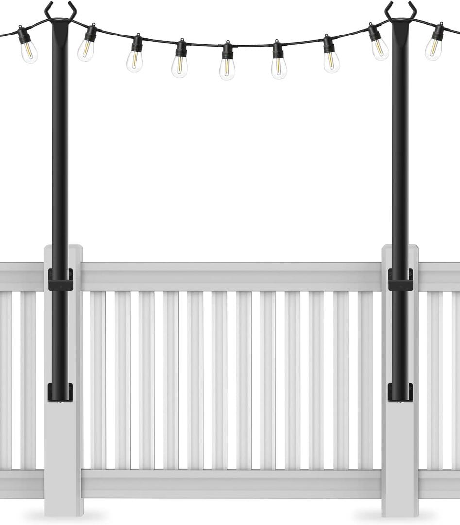 Beizelte 2 Pack 5Ft String Light Poles,Outside String Lights,Outdoor Light Poles,Metal Poles Stand for Patio,Backyard,Deck