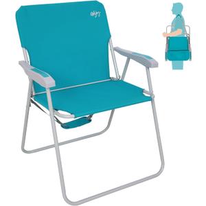 #WEJOY Folding Beach Chair for Adults, Lightweight Beach Chair with Shoulder Straps, High Back Camping Chairs with Hard Armrest, Supports 300lbs for Outdoor Lawn Concert, Tall