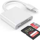 SD Card Reader for iPhone/iPad,[Apple MFi Certified] 2 in 1 Dual Slot Lightning to SD/TF Card Camera Memory Card Reader Adapter for iPhone 14/13/12/11/X/XS/XR/8/7 iPad,Quickly Transfer Photos Videos