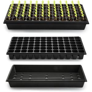 10 Pack 1020 Trays No Holes and 10 Pack 72 Cell Seed Starter Tray, 20" x 10" - Heavy Duty Reusable Plastic Seed Starter Kit for Microgreens, Seed Germination & Plant Propagation (10 Sets)