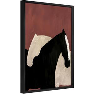 Framed Vintage Horse Canvas Wall Art - Abstract Black and White Horses Oil Painting Modern Farmhouse Animal Wall Decor for Living Room, Bedroom 16x24 inch Horse Gifts