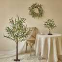 Hairui Lighted Artificial Olive Garland 6FT 96 LED Fairy Lights Battery Operated, Faux Vine Lights with Timer for Spring Christmas Holiday Fireplace Decoration