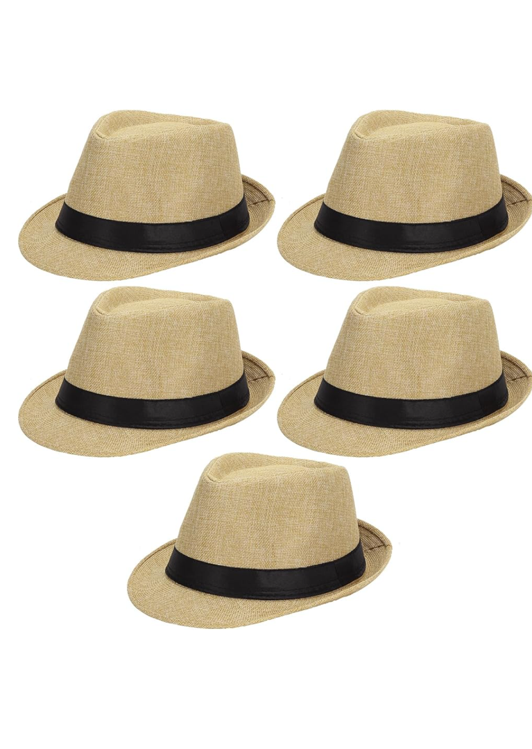 Ultrafun 5 Pack Short Brim Fedora Classic Summer Beach Sun Hat Panama Cap for Men Women