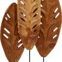 Deco 79 Teak Wood Leaf Handmade Decorative Sculpture Home Decor Statue, Accent Figurine 12" x 5" x 23", Brown